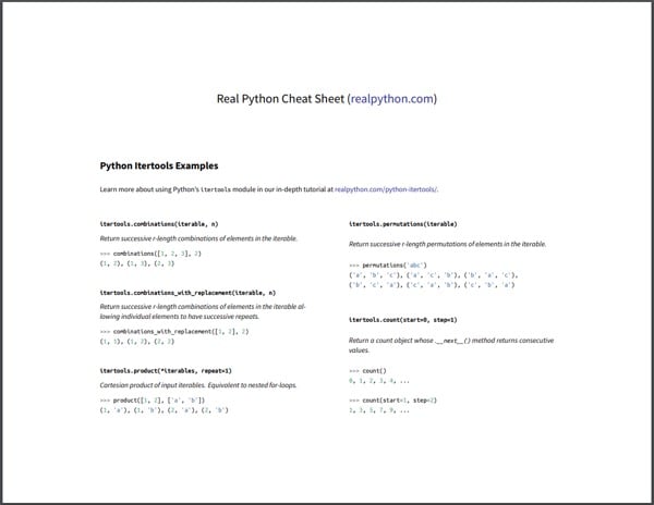 Python Itertools Cheat Sheet (Preview)